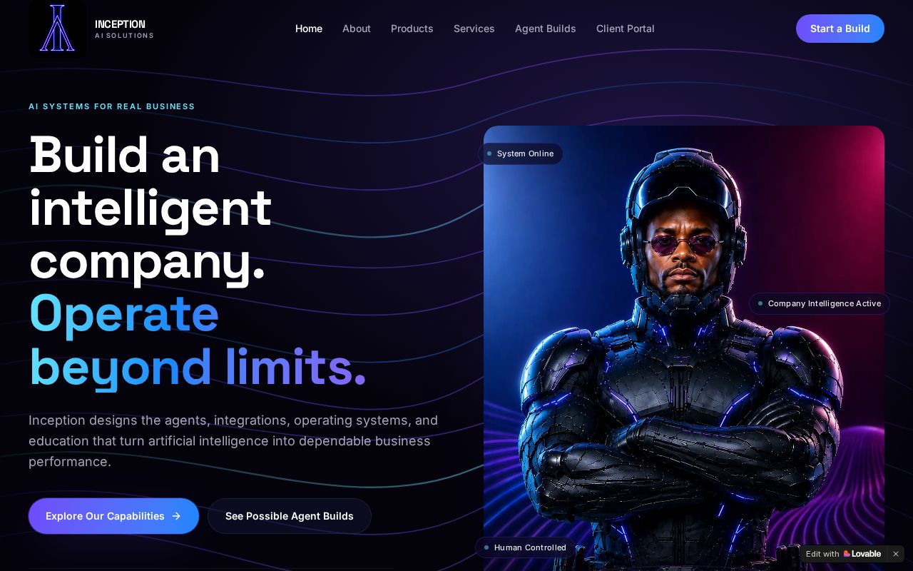 Inception AI website homepage screenshot